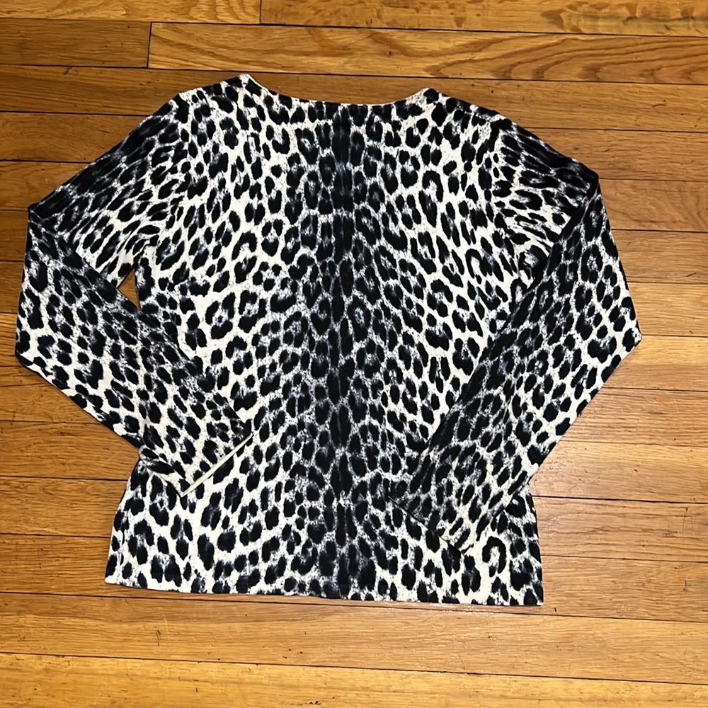 Ann Taylor animal print button down sweater - Picture 2 of 3